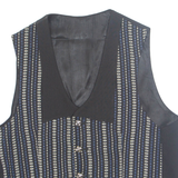 Womens Printed Waistcoat Black V-Neck Sleeveless Striped XL