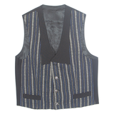 Womens Printed Waistcoat Black V-Neck Sleeveless Striped M