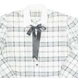 Womens Printed Blouse Grey Long Sleeve Check M