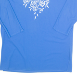 Womens Printed Top Blue 3/4 Sleeve Floral XL
