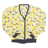 Womens Printed Blouse Yellow V-Neck Long Sleeve Floral M