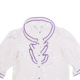 Womens Printed Blouse Purple 3/4 Sleeve Spotted M