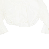 Womens Cropped Top White 3/4 Sleeve S