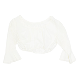 Womens Cropped Top White 3/4 Sleeve S