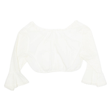 Womens Cropped Top White 3/4 Sleeve S