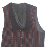 Womens Printed Waistcoat Black V-Neck Sleeveless Striped XL