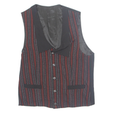 Womens Printed Waistcoat Black V-Neck Sleeveless Striped XL