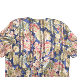Womens Blouse Blue V-Neck Floral 2XL