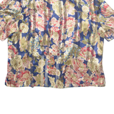 Womens Blouse Blue V-Neck Floral 2XL
