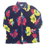 Womens Printed Blouse Blue Long Sleeve Floral XL