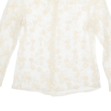 Sheer Womens Shirt White Long Sleeve Floral S