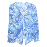 Sheer Womens Top Blue V-Neck Long Sleeve UK 10