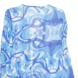 Sheer Womens Top Blue V-Neck Long Sleeve UK 10