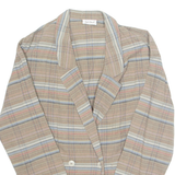 Womens Printed Blouse Brown V-Neck Long Sleeve Check M