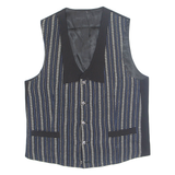 Womens Printed Waistcoat Black V-Neck Sleeveless Striped XL