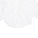 Cropped Womens Milkmaid Blouse White V-Neck Puff Sleeve S