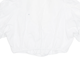 Cropped Womens Milkmaid Blouse White V-Neck Puff Sleeve S
