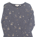 FAT FACE Womens Printed Top Black 3/4 Sleeve Floral UK 10