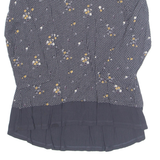 FAT FACE Womens Printed Top Black 3/4 Sleeve Floral UK 10