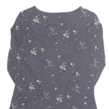 FAT FACE Womens Printed Top Black 3/4 Sleeve Floral UK 10