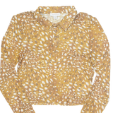 TOPSHOP Womens Printed Top Brown Long Sleeve Spotted UK 12