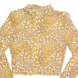 TOPSHOP Womens Printed Top Brown Long Sleeve Spotted UK 12