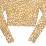 TOPSHOP Womens Printed Top Brown Long Sleeve Spotted UK 12