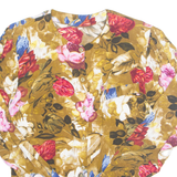 Womens Printed Blouse Brown Long Sleeve Floral M