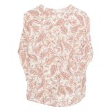 ZARA Sheer Womens Printed Blouse Red V-Neck 3/4 Sleeve Paisley S