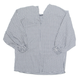 ZARA Womens Printed Top Black 3/4 Sleeve Check XS