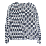 ZARA Womens Printed Top Black Long Sleeve Check S