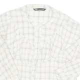 ZARA Womens Printed Blouse Beige Long Sleeve Check XS