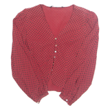 ZARA Womens Printed Blouse Red Long Sleeve Spotted S