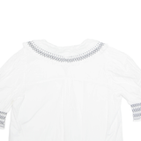 ZARA Womens Printed Blouse White Collared 3/4 Sleeve M