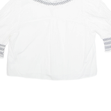 ZARA Womens Printed Blouse White Collared 3/4 Sleeve M