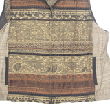 ERIN LONDON Petite Full Zip Womens Printed Shirt Brown Crazy Pattern M