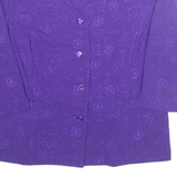 SAG HARBOUR Button Up Womens Printed Blouse Purple V-Neck 3/4 Sleeve Floral M