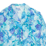 TESS Womens Printed Shirt Blue Collared Long Sleeve Crazy Pattern L