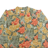 Womens Printed Blouse Green High Neck Long Sleeve Floral L