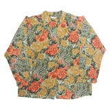Womens Printed Blouse Green High Neck Long Sleeve Floral L