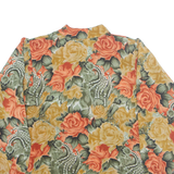 Womens Printed Blouse Green High Neck Long Sleeve Floral L