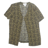 MISS DORBY Open Womens Printed Top Green Animal Print L