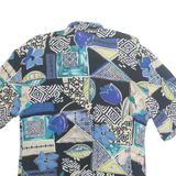 Womens Printed Shirt Black Collared Crazy Pattern L