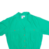 LINDSEY BLAKE Womens Cropped Shirt Green Collared M