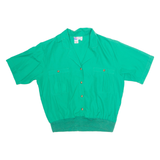 LINDSEY BLAKE Womens Cropped Shirt Green Collared M