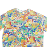 NEW EDITIONS Womens Printed Top Blue Crazy Pattern M