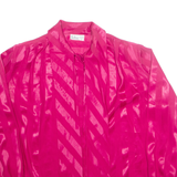 DALTON Womens Printed Blouse Pink High Neck Long Sleeve Striped L