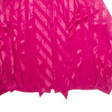 DALTON Womens Printed Blouse Pink High Neck Long Sleeve Striped L