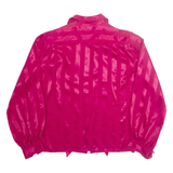 DALTON Womens Printed Blouse Pink High Neck Long Sleeve Striped L