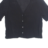 ZARA Womens Cropped Blouse Black Collared Viscose XS